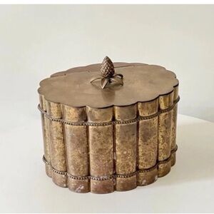 Vintage Metal Brass Box Hinged Top Scalloped Design